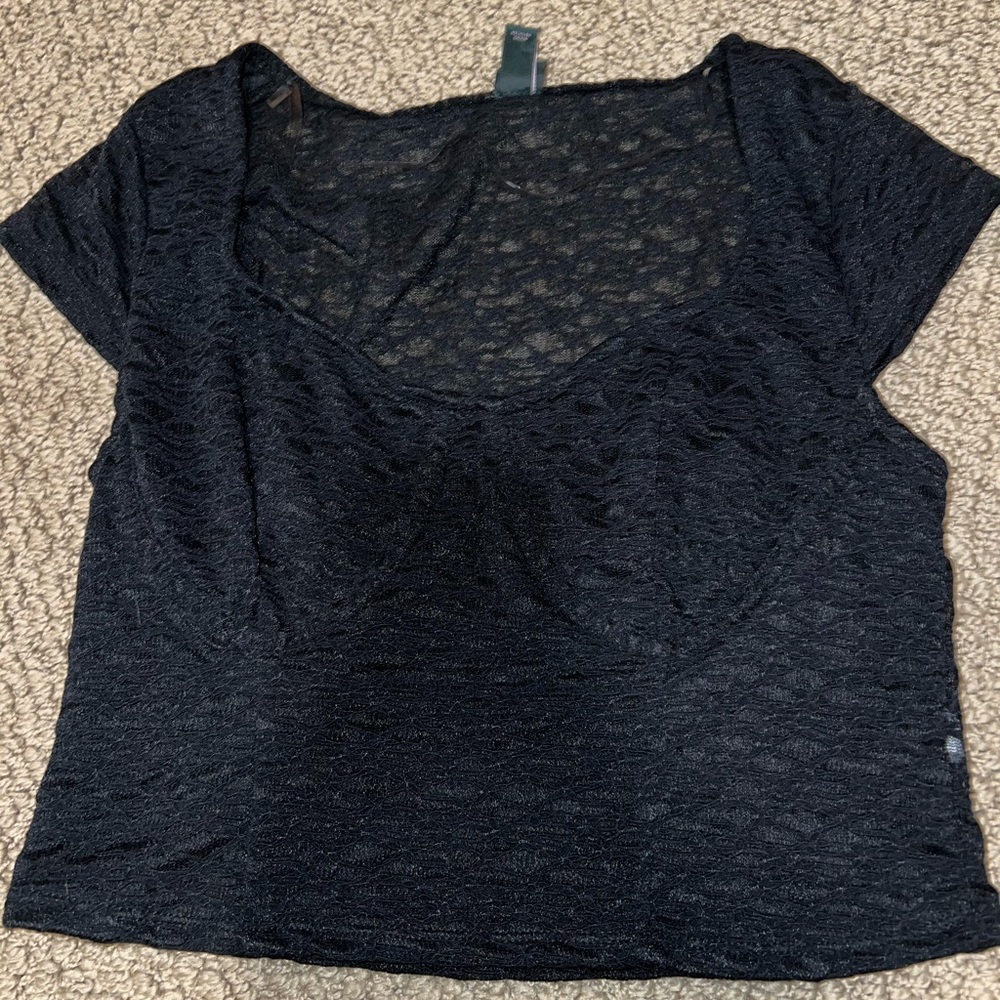 Black lace crop top